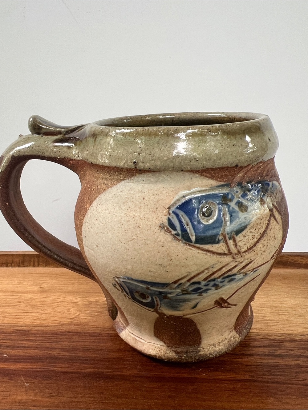 Morris pottery Handmade Ceramic Fish Mug folksy cottagecore artsy vibe OOAK - Picture 3 of 7
